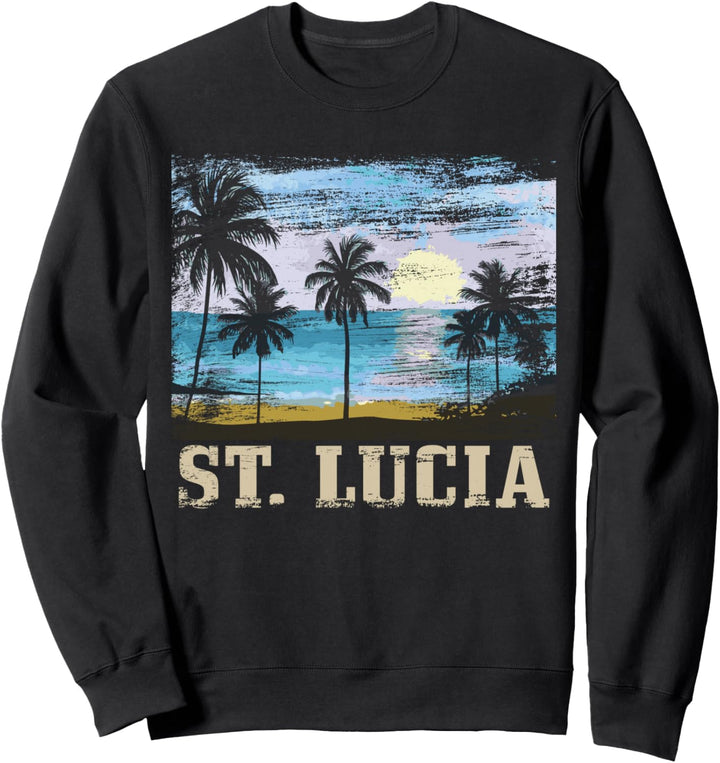 Saint Lucia Vintage Surfer Palmen Karibik St. Lucia Sweatshirt