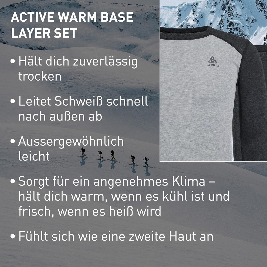 Odlo Thermounterwäsche Herren Active Warm I Langarm Thermoshirt und Thermohose I Warme Skiunterwäsch