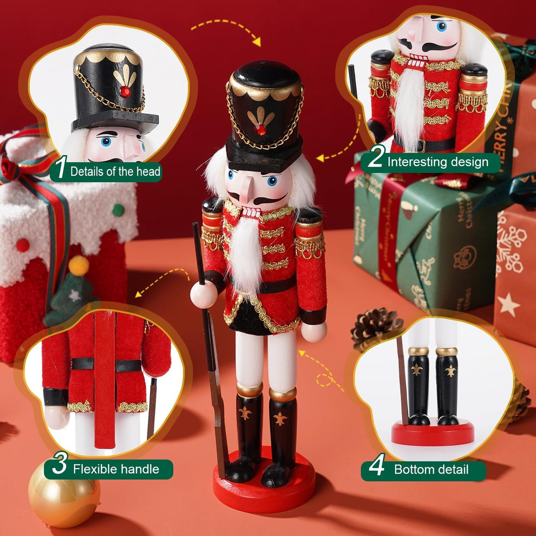 COMBIUBIU 2PCS Nussknacker Figur,30CM Nussknacker Soldat Aus Hochwertigem Kiefernholz,Deko FüR Zuhau