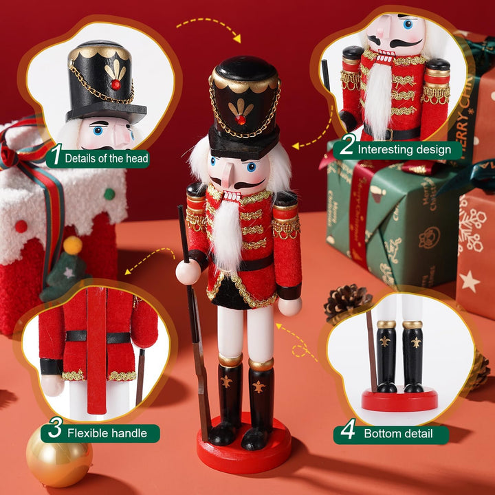 COMBIUBIU 2PCS Nussknacker Figur,30CM Nussknacker Soldat Aus Hochwertigem Kiefernholz,Deko FüR Zuhau