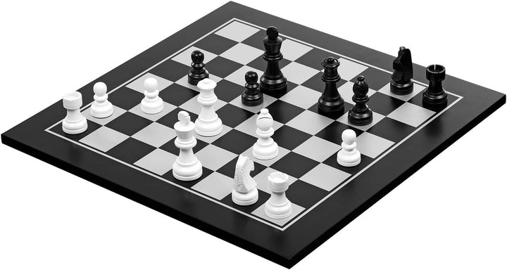 Philos 2802 - Schach-Dame-Set, beiseitig bedrucktes Brett, schwarz gebeizt
