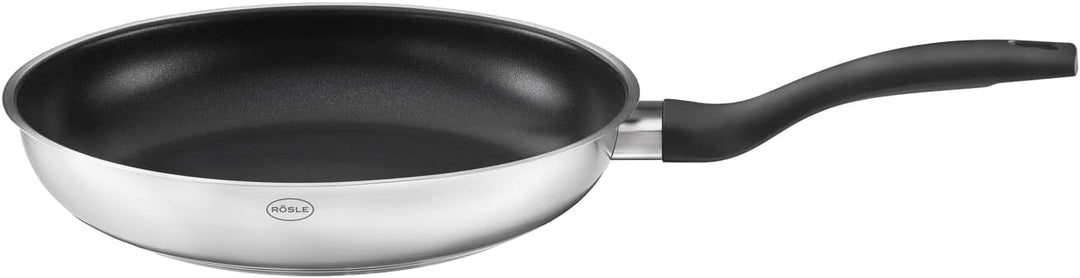 RÖSLE Basic Line Bratpfanne Ø 24 cm, Universalpfanne mit Antihaftversiegelung ProPlex, Edelstahl 18/