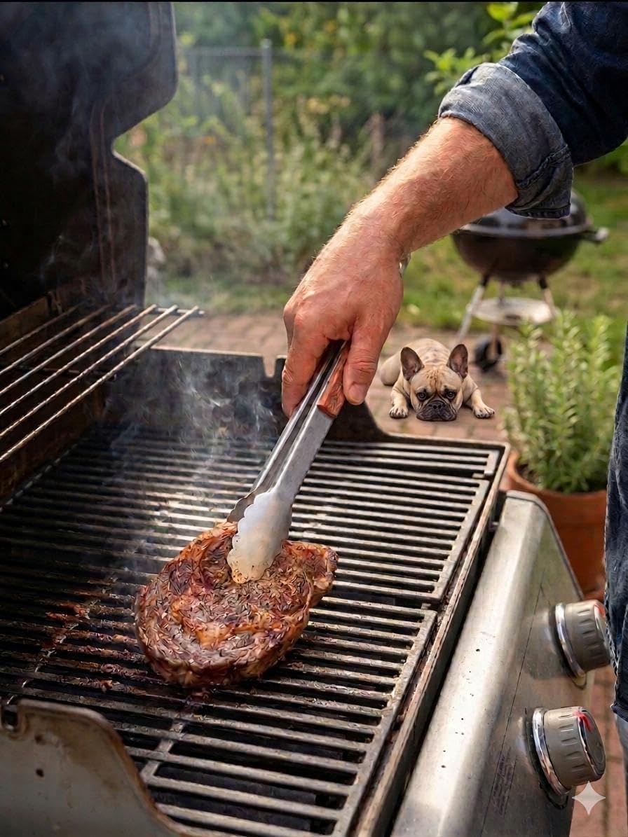 BBQ Grillbesteck Set Rosewood – Premium Edelstahl Grillset mit Zange, Wender, Fleischgabel & Messer