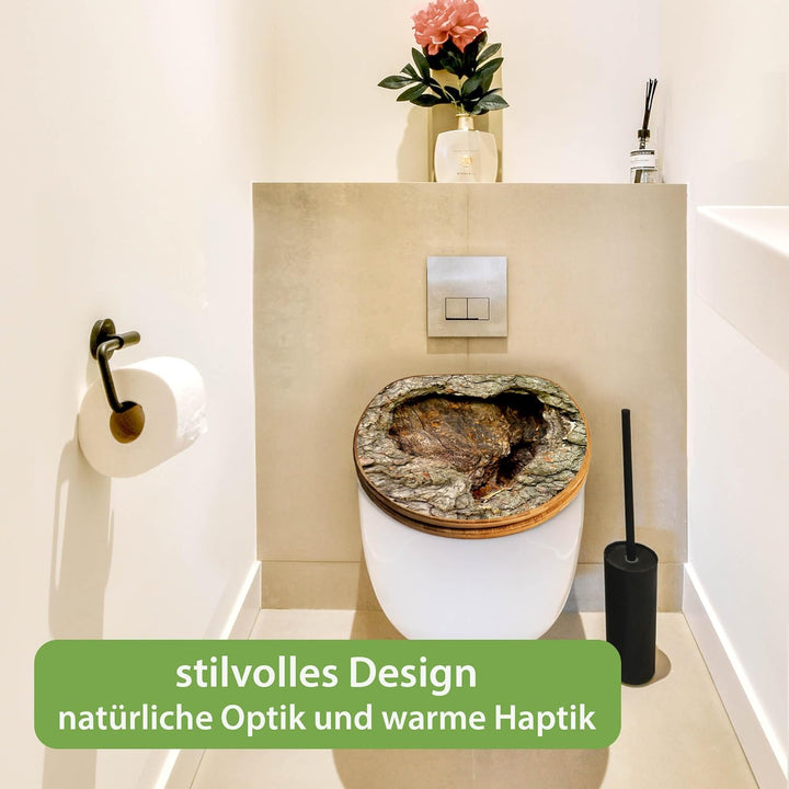 banjado Design WC Sitz Bambus Absenkautomatik 45,8x37,5cm - Toilettendeckel mit Absenkautomatik Holz