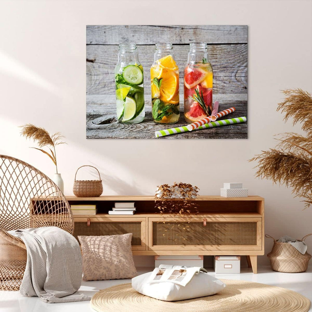 Bilder auf Leinwand 100x70cm Leinwandbild Eis Minze Erfrischung Getränke Gross Wanddeko Bild Schlafz