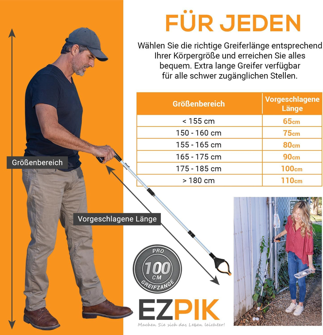 EZPIK 1 x 100 cm Greifer für Senioren mit Magnet-Greifarm, Robuste Greifzangen für Menschen mit Behi