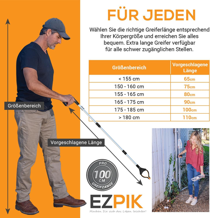 EZPIK 1 x 100 cm Greifer für Senioren mit Magnet-Greifarm, Robuste Greifzangen für Menschen mit Behi