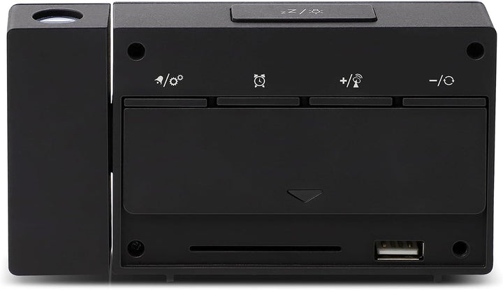 Explore Scientific RDP1002 Funkuhr Projektion Uhrzeit Alarm Snooze USB Port X Telefon Aufladen Hinte