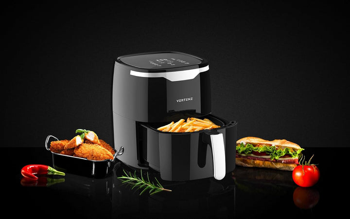 VERTENZ Taste 50 | Kompakte Heissluftfritteuse Airfryer XL 5 Liter Fassungsvermögen | 8 Automatische