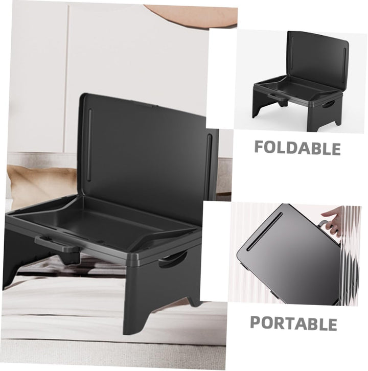 DOITOOL Tragbarer Faltbarer Betttisch aus Pp mit Integriertem Stauraum Schlankes Schwarzes Design fü