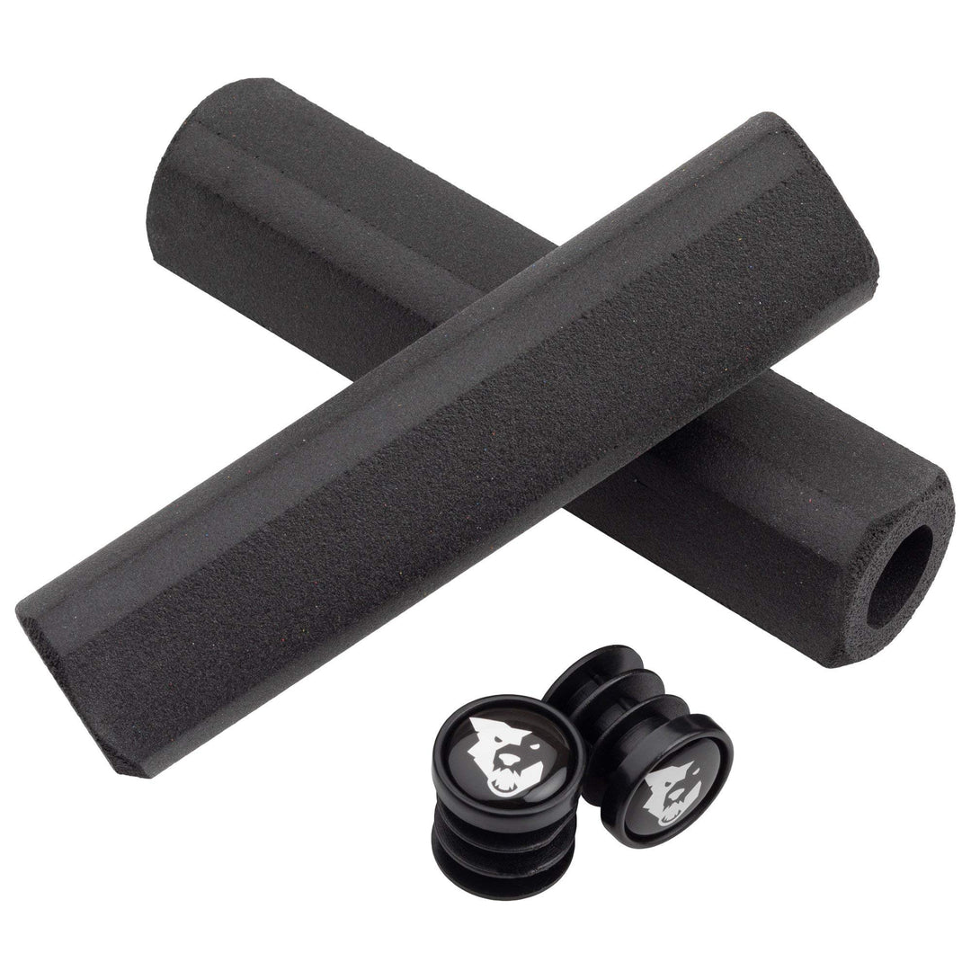 Wolf Tooth Silicone Mountain Bike Grips: Fat Paw Cam Schwarz, Schwarz