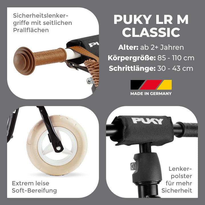 PUKY LR M Classic | sicheres und stylisches Laufrad | Lenker &amp; Sattel höhenverstellbar | rutschfeste