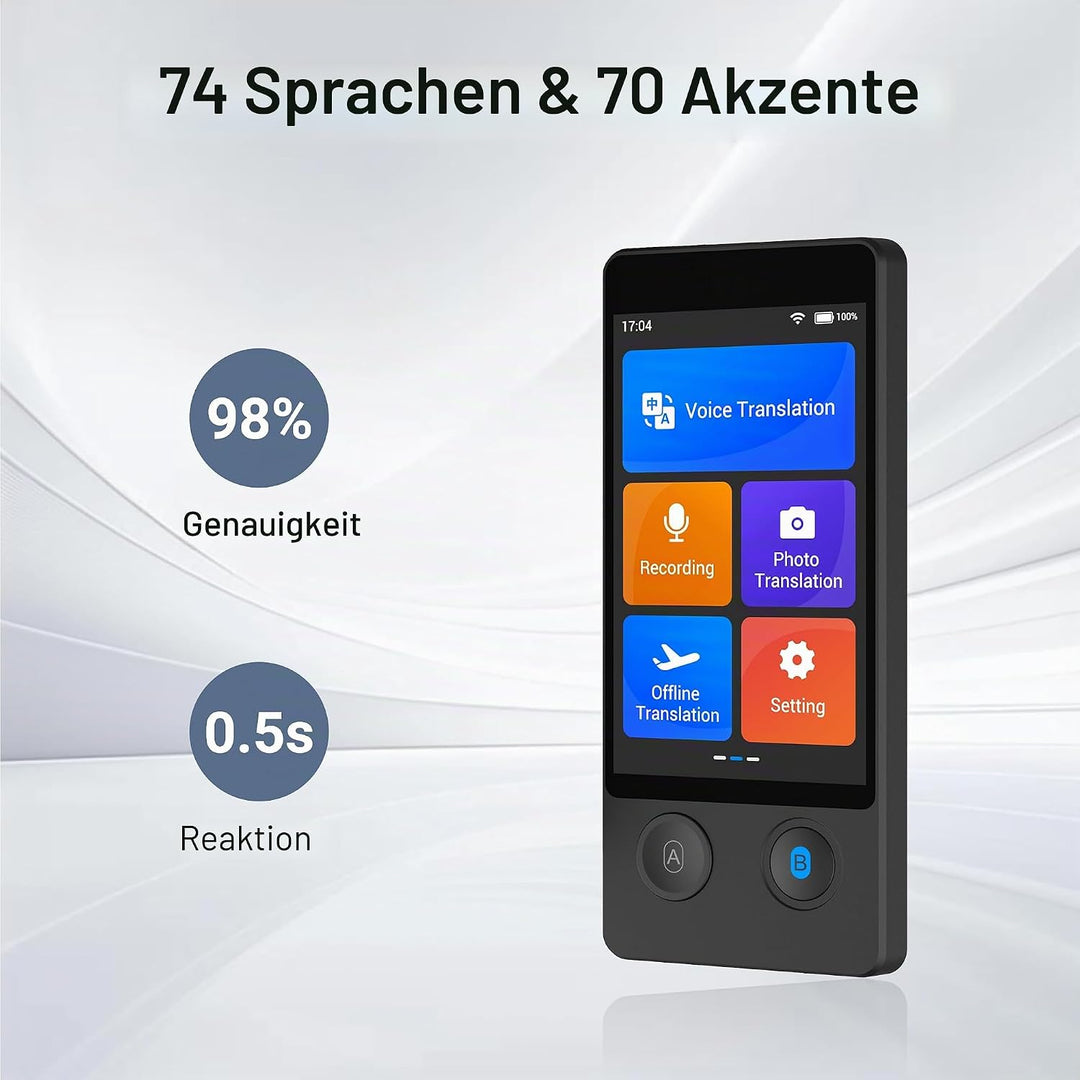 Anfier Übersetzer Gerät W12S Unterstützung 144 Sprachen und Akzente 98% hohe Genauigkeit schnelle Zw