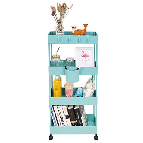 BOMKEE 4-stöckiger Aufbewahrungswagen mit ausziehbarem Rollwagen, mobiles Regal, Trolley, Organizer,