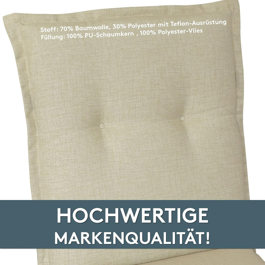 LILENO HOME Gartenstuhl Auflagen als [2er Set - Niedriglehner] in Beige - Bequeme Liegen als Sitzauf