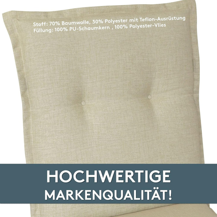 LILENO HOME Gartenstuhl Auflagen als [2er Set - Niedriglehner] in Beige - Bequeme Liegen als Sitzauf
