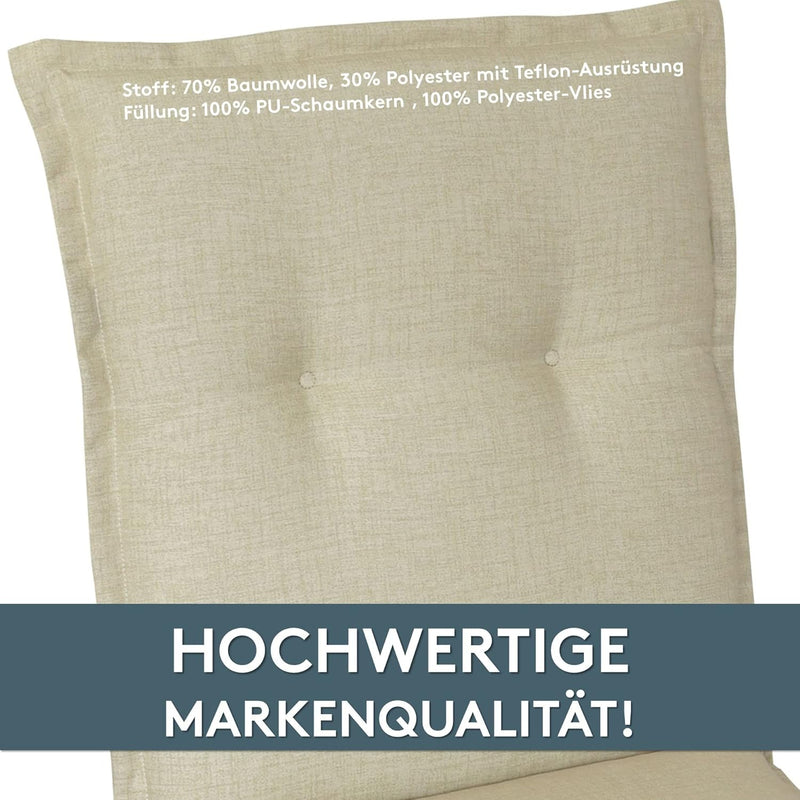 LILENO HOME Gartenstuhl Auflagen als [1er Set - Hochlehner] in Beige - bequeme Liegen als Sitzauflag