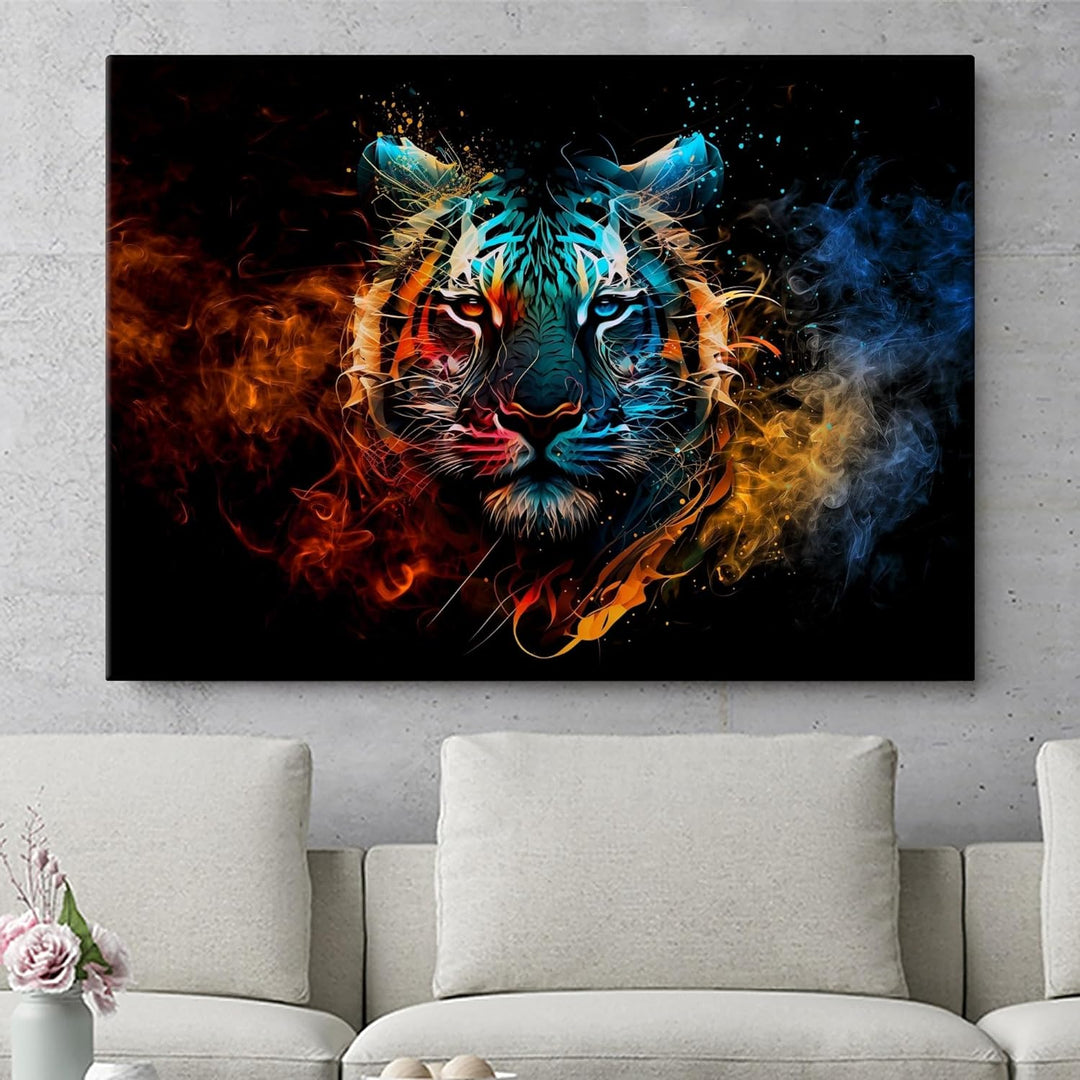 Tiger Bild Feuer und Eis | Bild Tiger Modern | Pop Art Bilder | Tigerbilder Modern | Moderne Bilder