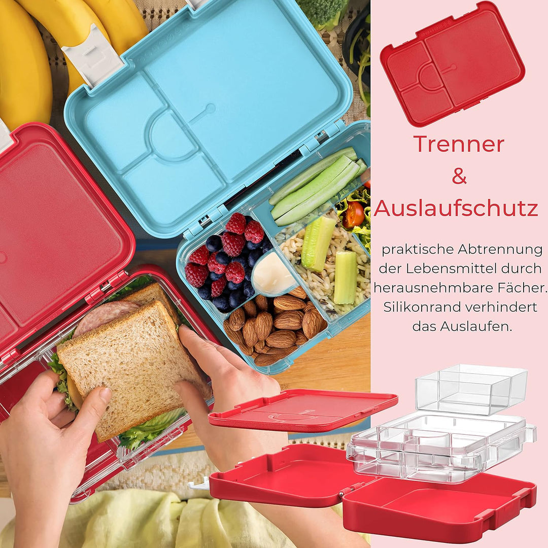 My Vesperbox – Len - Bento Box Kinder - Lunchbox mit 4+2 Fächern - extrem robust – Brotdose – Brotbo