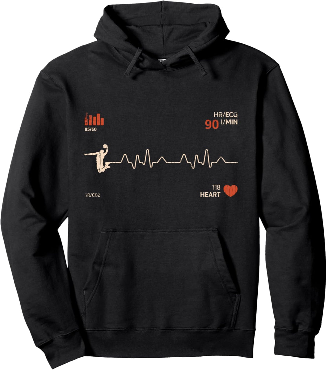 Vintage RetroBasketball-Spieler Herzschlag Geschenk Pullover Hoodie