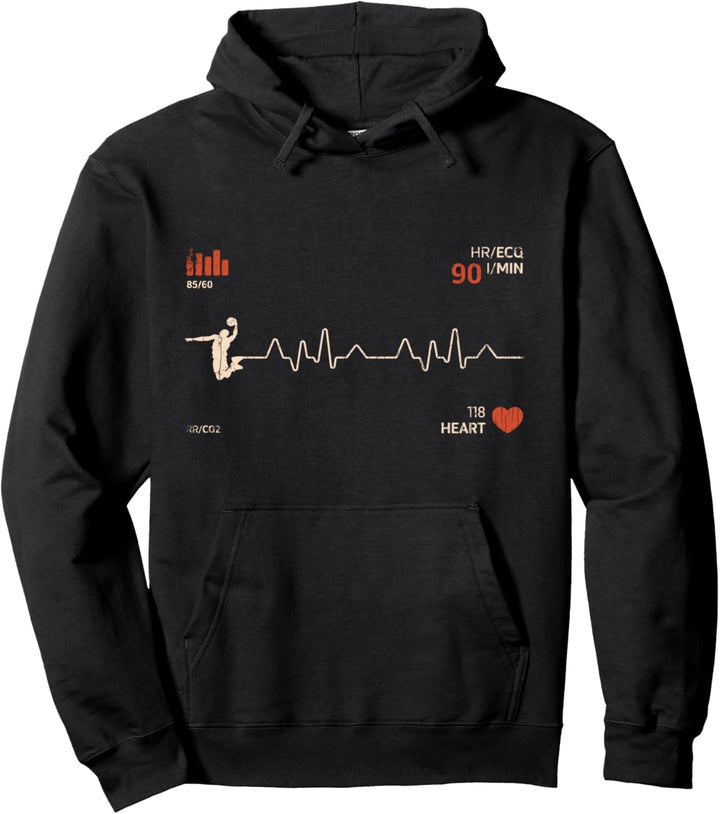 Vintage RetroBasketball-Spieler Herzschlag Geschenk Pullover Hoodie