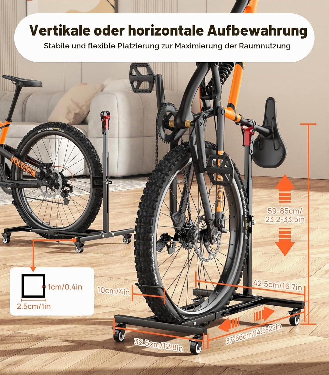 Housolution Vertikaler Fahrradständer mit Rädern, Freistehender Fahrradständer für Räder bis zu 29",