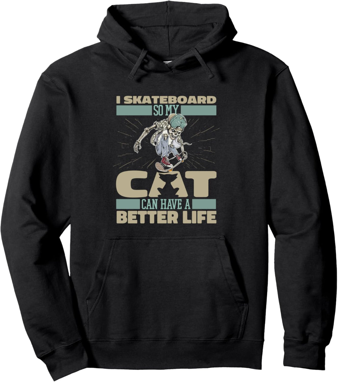 Skater Katze - Skateboarder Skateboarding Skateboard Pullover Hoodie