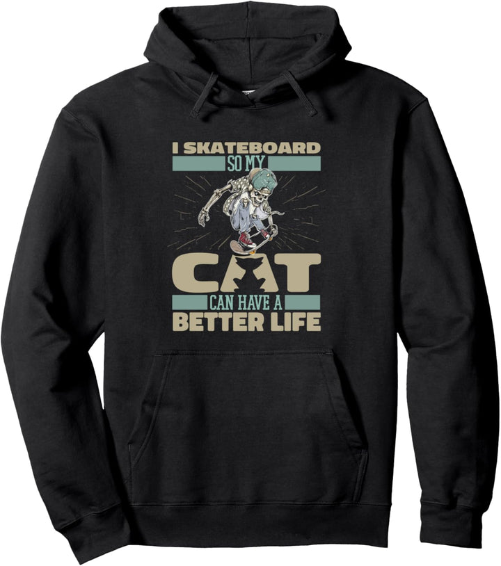 Skater Katze - Skateboarder Skateboarding Skateboard Pullover Hoodie