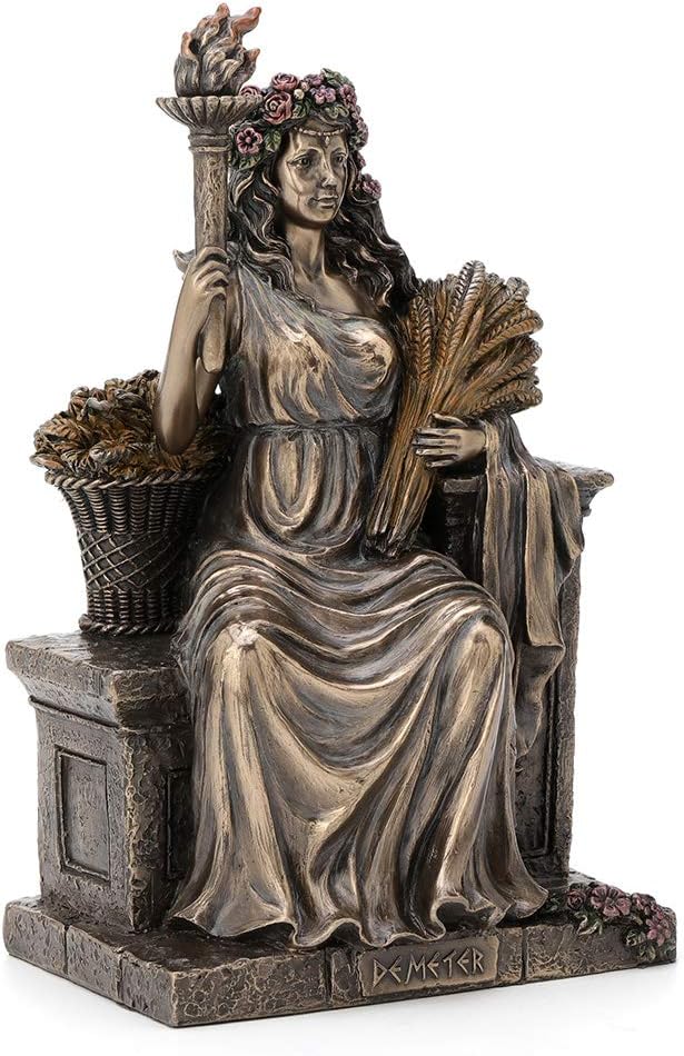 Veronese Design Demeter, griechische römische Göttin der Landwirtschaft, sitzender Thron, antikes Br