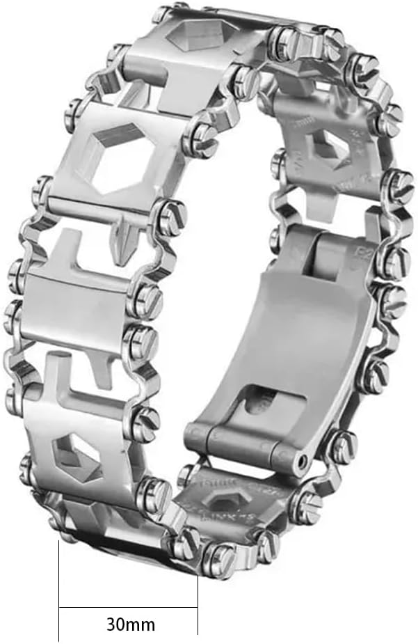 Multitool-Armband für Herren – 29-in-1-Multifunktionsarmband aus Edelstahl, reisefreundlich, geeigne