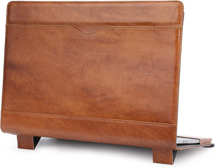 TYTX Hülle Kompatibel mit MacBook Air 13 Zoll Echtes Leder Cover Folio Book für MacBook Air 13 2021-