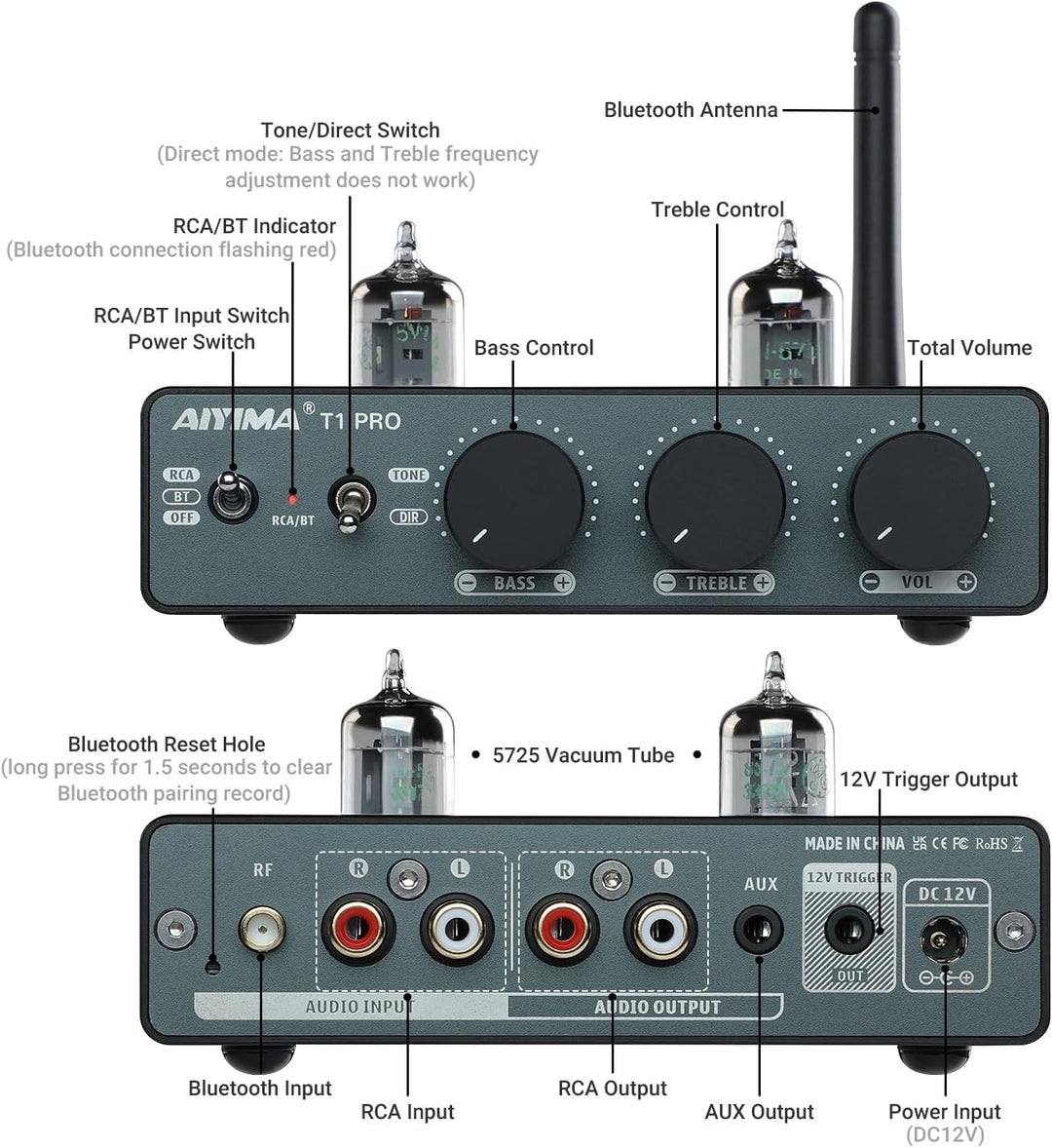 AIYIMA T1PRO Röhrenvorverstärker Verstärker Heim-Audio-Vorverstärker Mini-Vakuum-Vorverstärker-Empfä