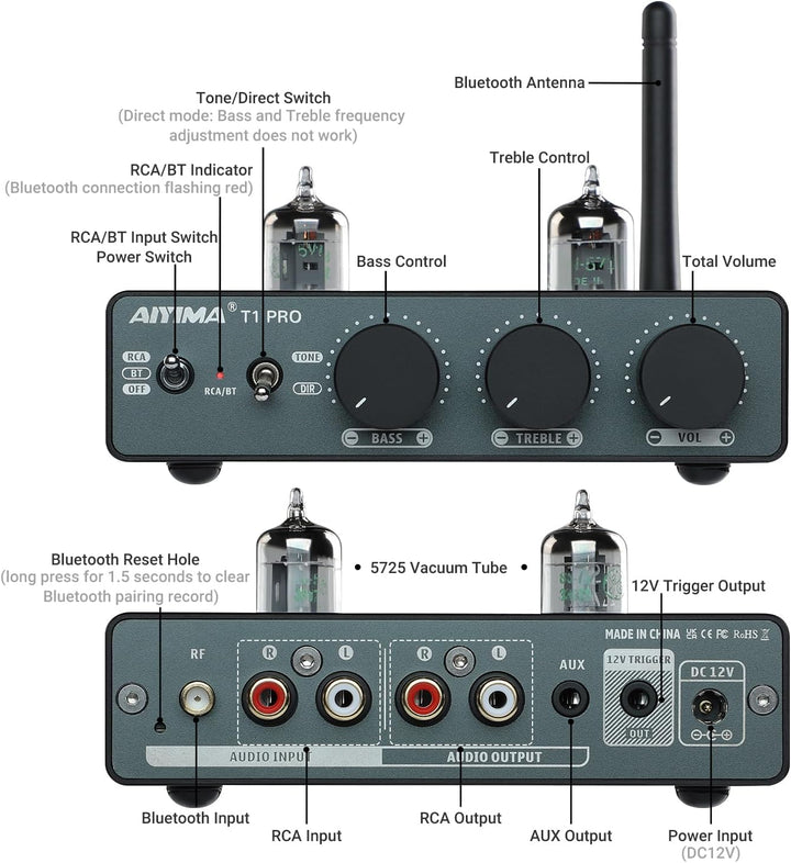 AIYIMA T1PRO Röhrenvorverstärker Verstärker Heim-Audio-Vorverstärker Mini-Vakuum-Vorverstärker-Empfä