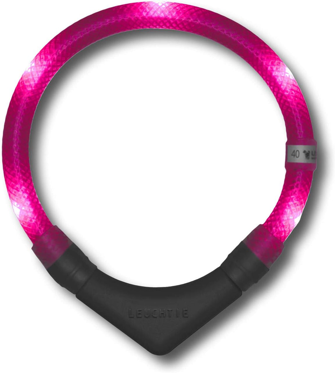 LEUCHTIE® Leuchthalsband Plus hotpink Grösse 50 I LED Halsband für Hunde I 100 h Leuchtdauer I wasse