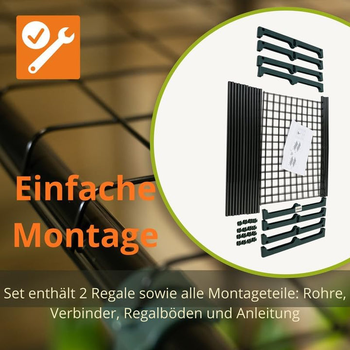 Pflanzenregal - Gartenregal 69x49x39 2er Set Pflanzenständer - Blumenständer Metall - Leiterregal -