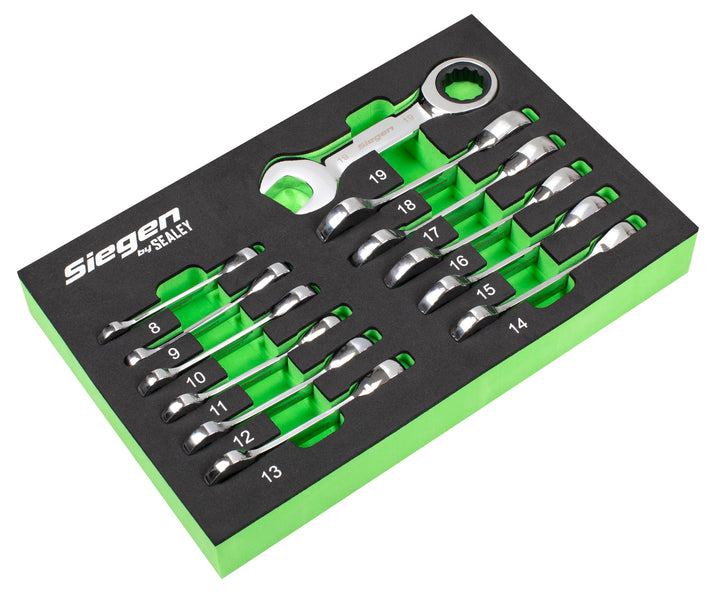 SEALEY Stubby Ratchet-Maulschlüssel-Satz 12er Metric