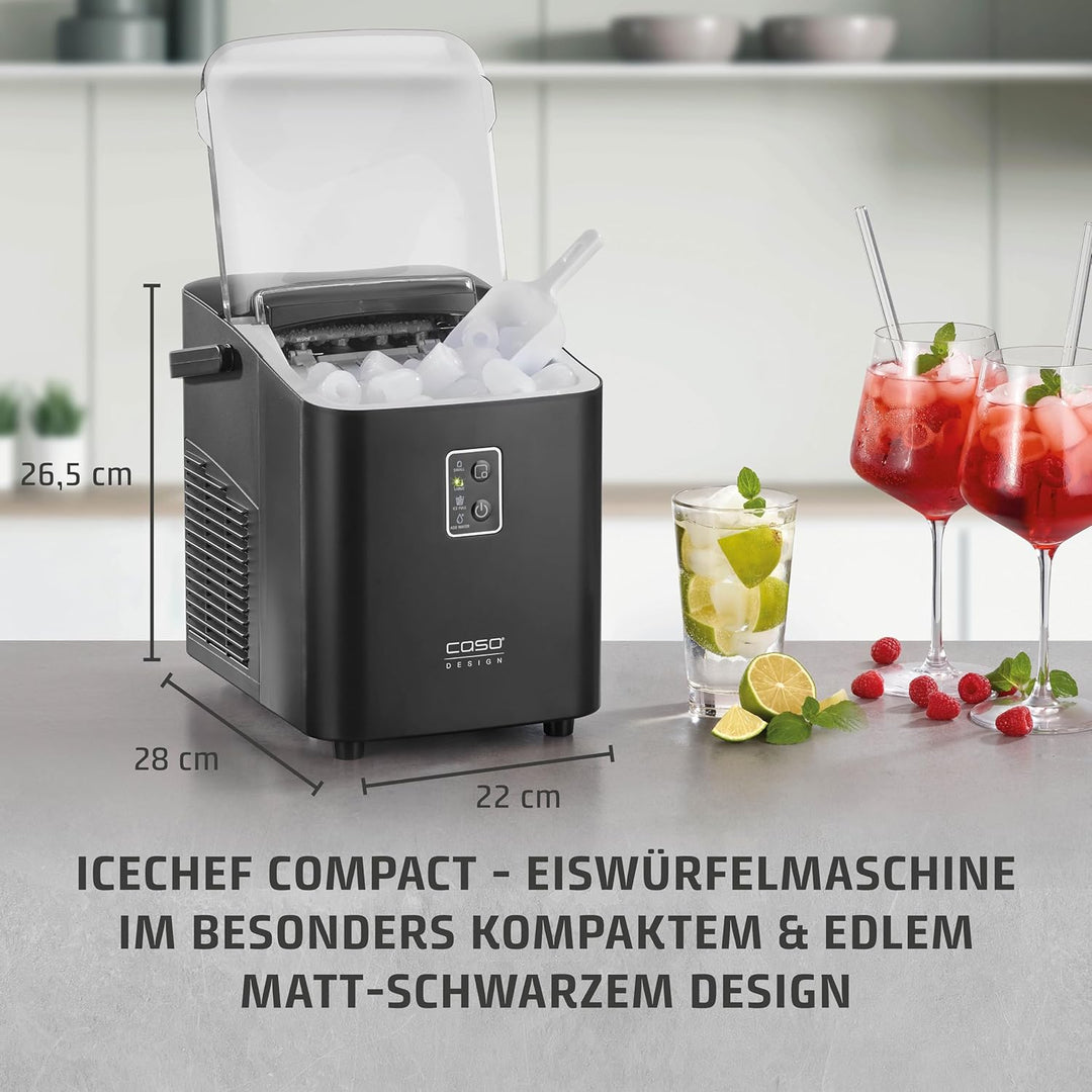 Caso IceChef Compact- Design Eiswürfelbereiter, schnelle Eiswürfel, 500g in 1h, 1L Wassertank, hygie