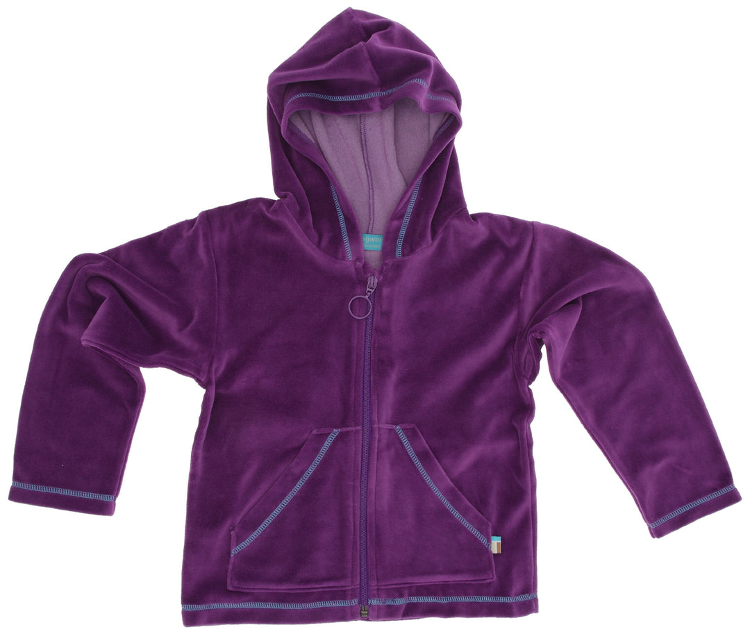 tragwerk Nepomuk – Kapuzenjacke aus Velours, sehr weich, Grösse 56/62 cm 56/62 cm Violett, 56/62 cm