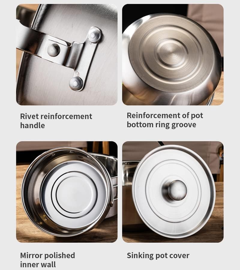 Camping Kochgeschirr Set, Camping Kochset, Töpfe und Pfannen für Lagerfeuer Kochen, beinhaltet Reise