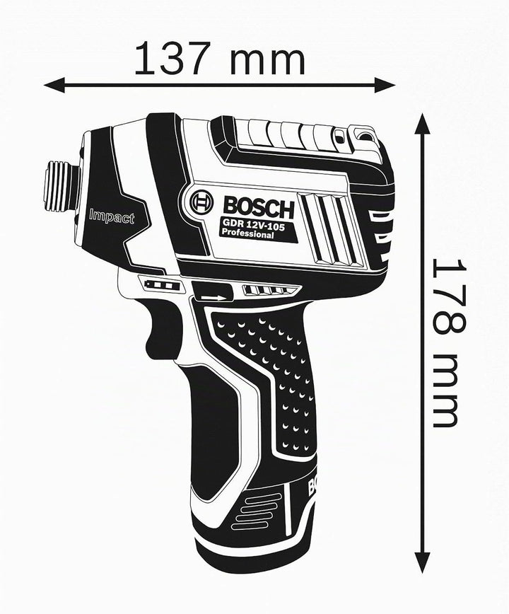 Bosch Professional 12V System Akku Drehschlagschrauber GDR 12V-105 (max. Drehmoment 105 Nm, ohne Akk