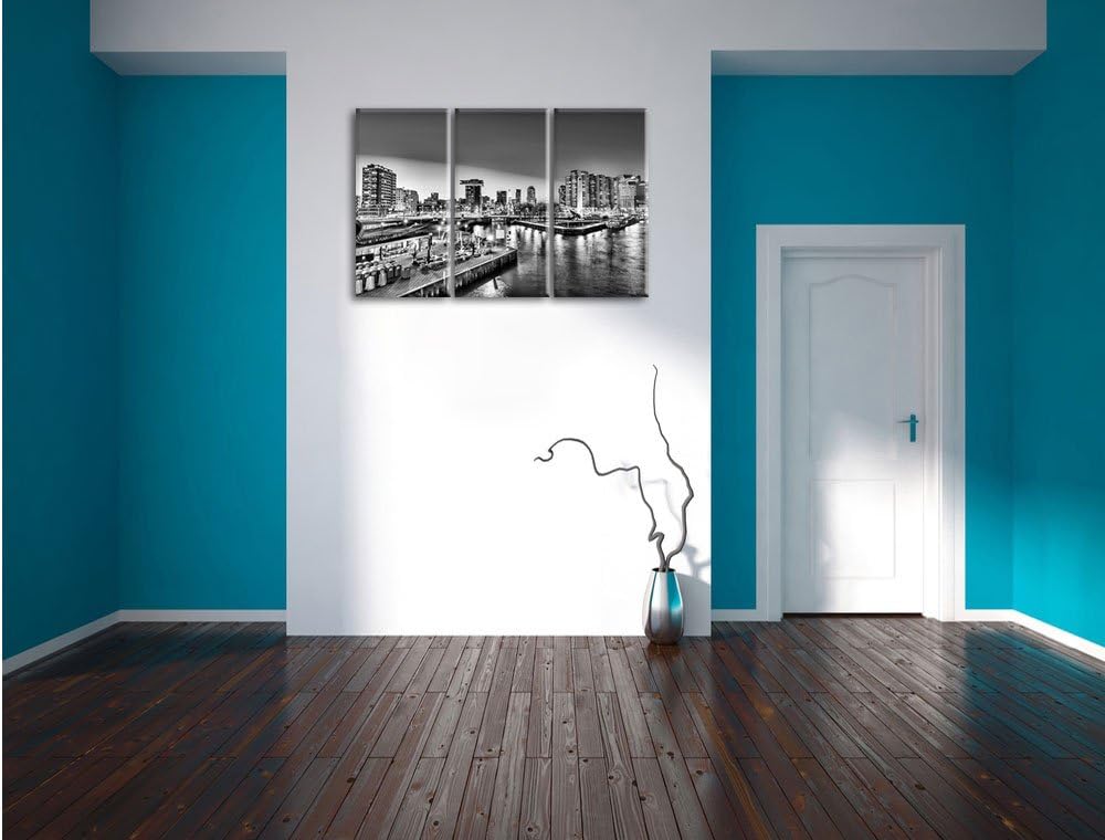 Pixxprint Ausblick auf Rotterdam als Leinwandbild/Grösse: 3 Teilig (120x80 cm) cm/Wandbild/Kunstdruc