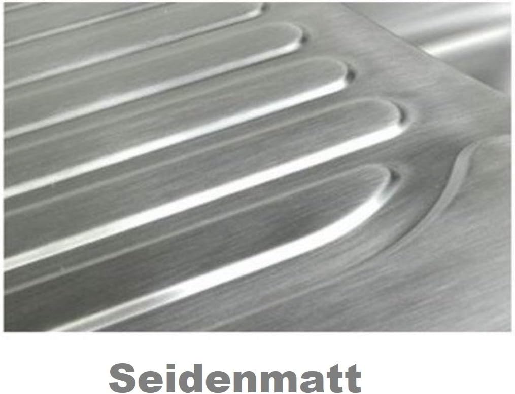 VBChome Einbauspüle 57x44 aus hochwertigem Edelstahl rundes Spülbecken mit Ablagefläche links rechts