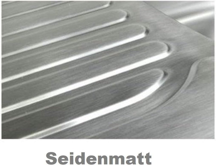 VBChome Einbauspüle 57x44 aus hochwertigem Edelstahl rundes Spülbecken mit Ablagefläche links rechts