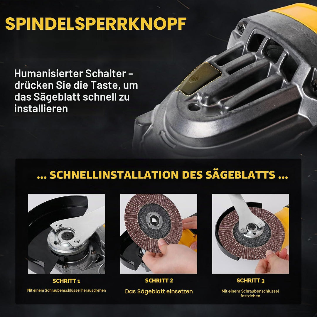 Akku-Winkelschleifer für Dewalt, 125 mm 10.000 U/min Trennwerkzeug elektrischer Schleifer bürstenlos