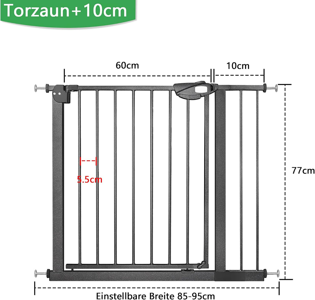 Türschutzgitter Treppenschutzgitter ohne Bohren, 85-95cm Kindergitter Treppenschutz Kinderschutzgitt