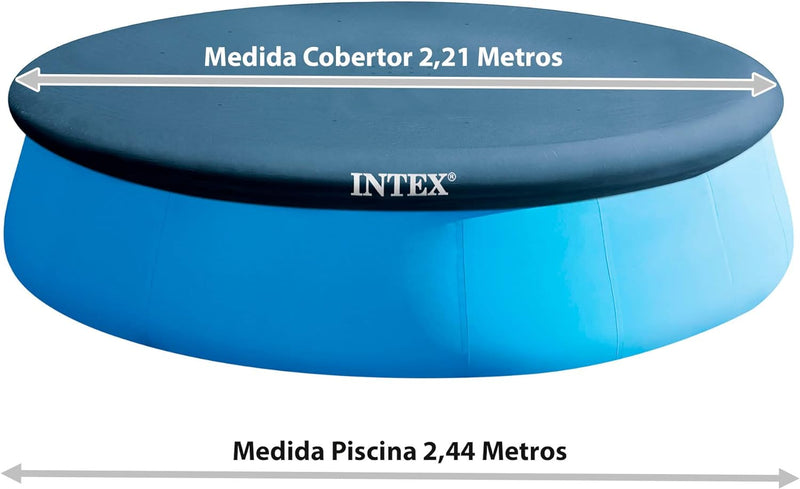 Intex Frame Pool Set Rondo Ø 244 x 51 cm, 28205NP & Easy Set Pool Cover - Poolabdeckplane - Ø 244 cm
