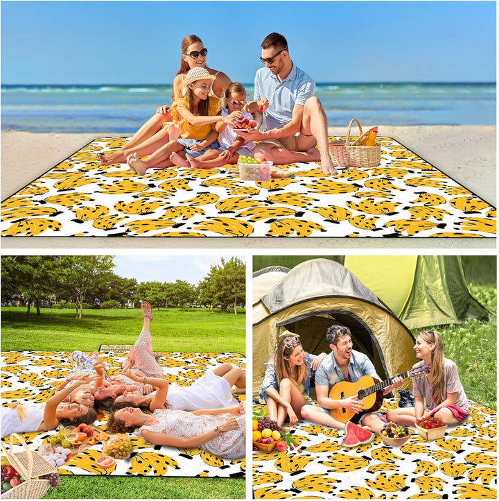 Picknickdecke Wasserdicht, 200x200cm Boho Sandfrei Stranddecke Wärmeisoliert mit Wasserdichter Unter
