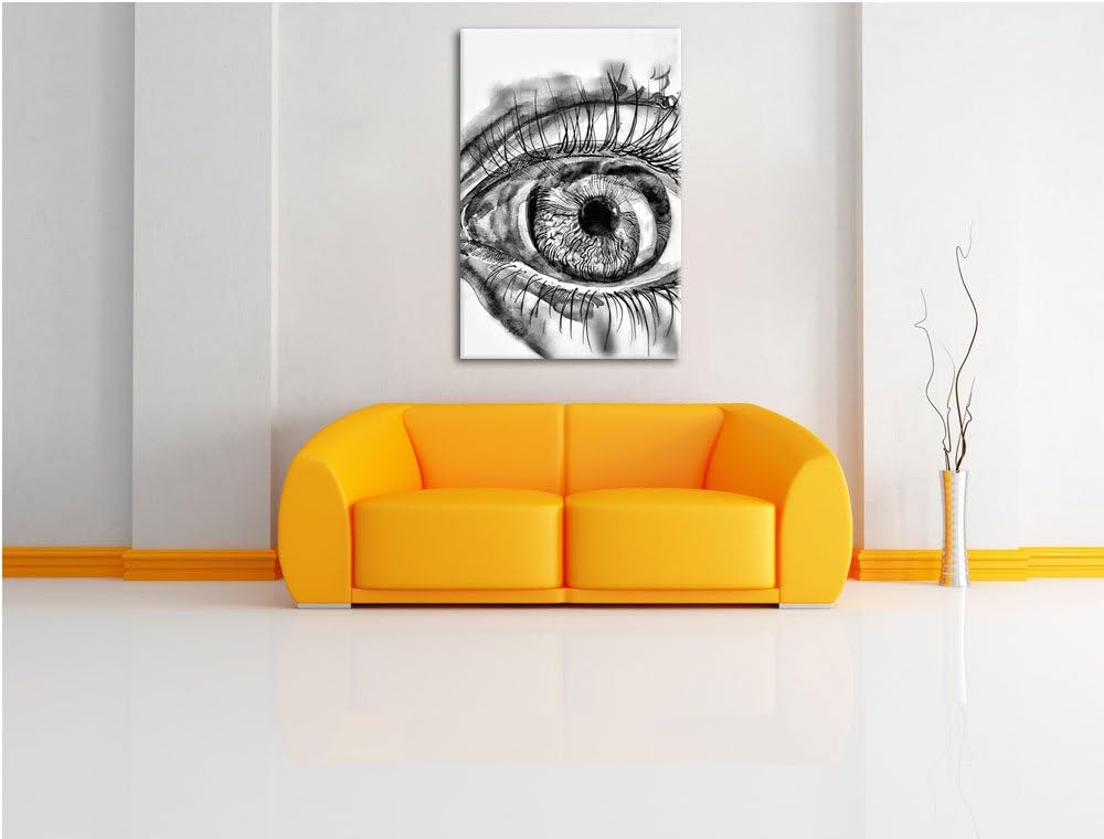 Monocrome, Grünes Auge, Format: 100x70 auf Leinwand, XXL riesige Bilder fertig gerahmt mit Keilrahme
