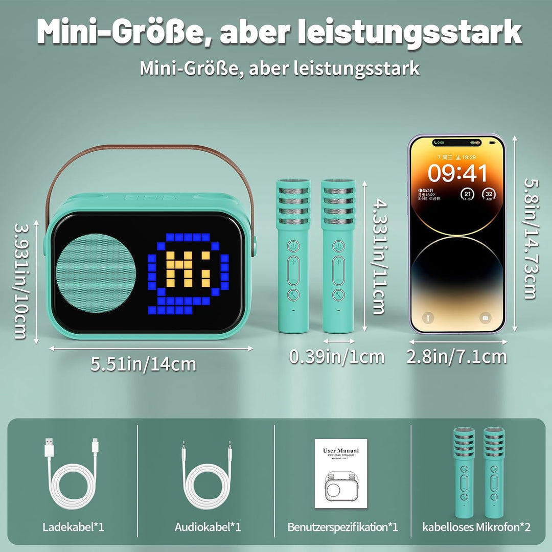 JYX Karaoke Anlage mit 2 Mikrofonen, Karaoke Maschine Kinder mit Professionellem Begleitmodus, Bluet