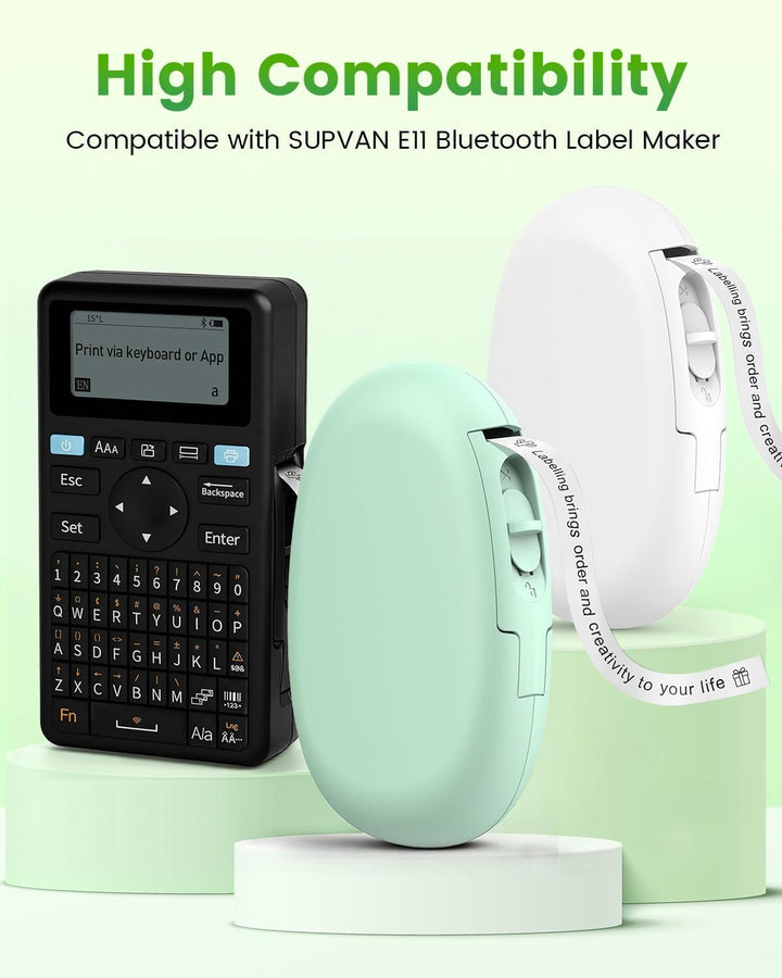 3 Rollen kompatibel mit SUPVAN E10 E11 Bluetooth Label Maker Tape, weiss, kontinuierlich 0.59in x 19